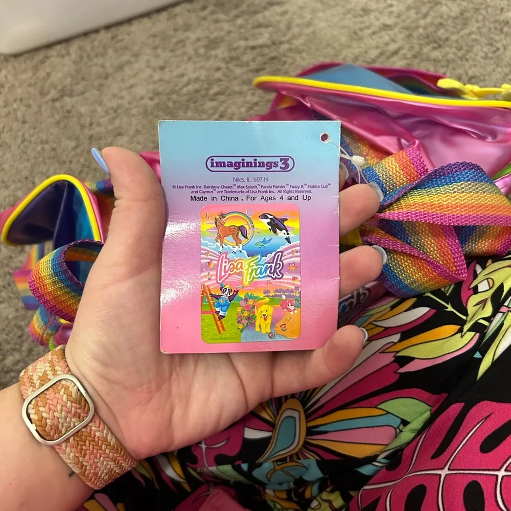 NWT Vintage Unused Condition Lisa Frank Rainbow Chaser Pink Cat Duffel Bag - Picture 5 of 13